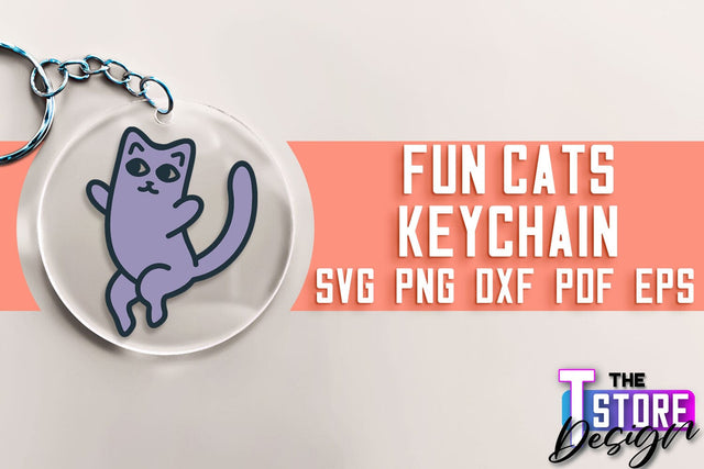 Fun Cats Keychain SVG | Cat SVG Design | SVG File SVG The T Store Design 