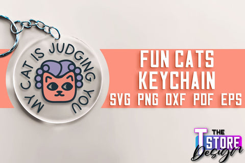 Fun Cats Keychain SVG | Cat SVG Design | SVG File SVG The T Store Design 