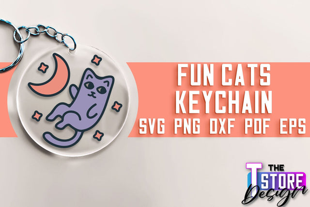 Fun Cats Keychain SVG | Cat SVG Design | SVG File SVG The T Store Design 