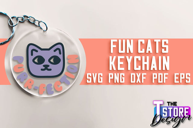 Fun Cats Keychain SVG | Cat SVG Design | SVG File SVG The T Store Design 