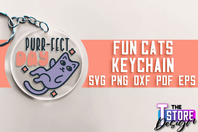 Fun Cats Keychain SVG | Cat SVG Design | SVG File SVG The T Store Design 