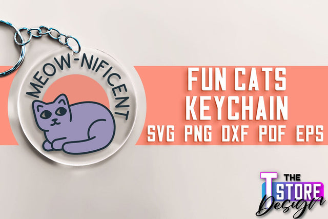 Fun Cats Keychain SVG | Cat SVG Design | SVG File SVG The T Store Design 