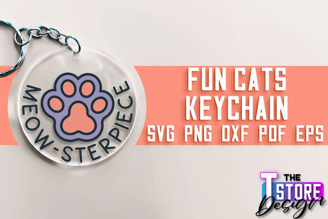 Fun Cats Keychain SVG | Cat SVG Design | SVG File SVG The T Store Design 