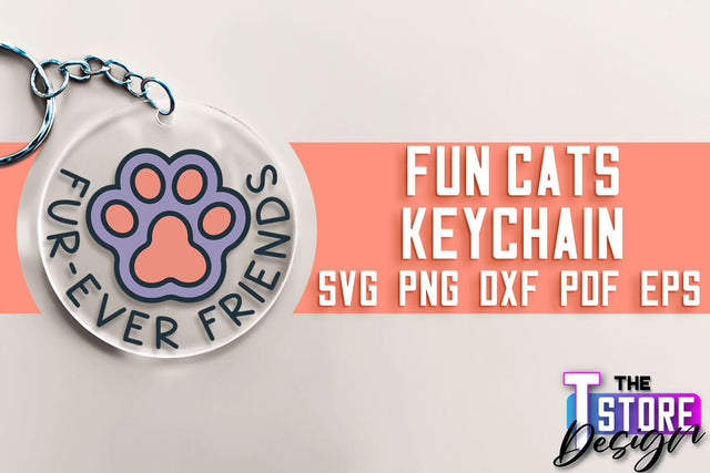 Fun Cats Keychain SVG | Cat SVG Design | SVG File SVG The T Store Design 