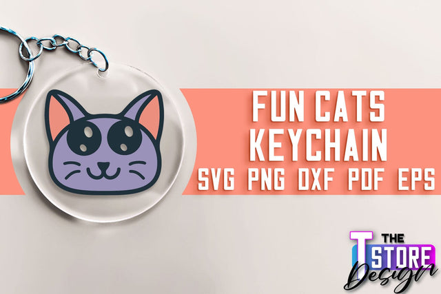 Fun Cats Keychain SVG | Cat SVG Design | SVG File SVG The T Store Design 