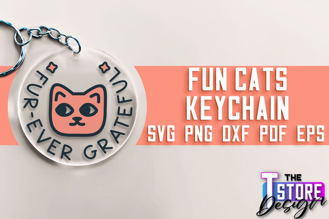 Fun Cats Keychain SVG | Cat SVG Design | SVG File SVG The T Store Design 