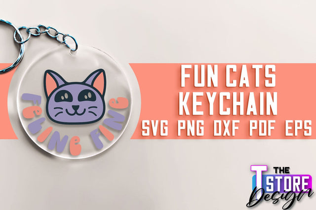 Fun Cats Keychain SVG | Cat SVG Design | SVG File SVG The T Store Design 