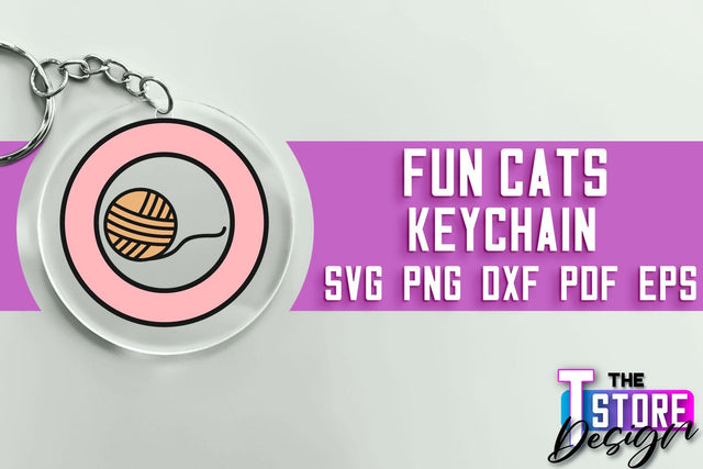 Fun Cats Keychain SVG Design | Happy Quotes | SVG File SVG The T Store Design 