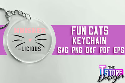 Fun Cats Keychain SVG Design | Happy Quotes | SVG File SVG The T Store Design 