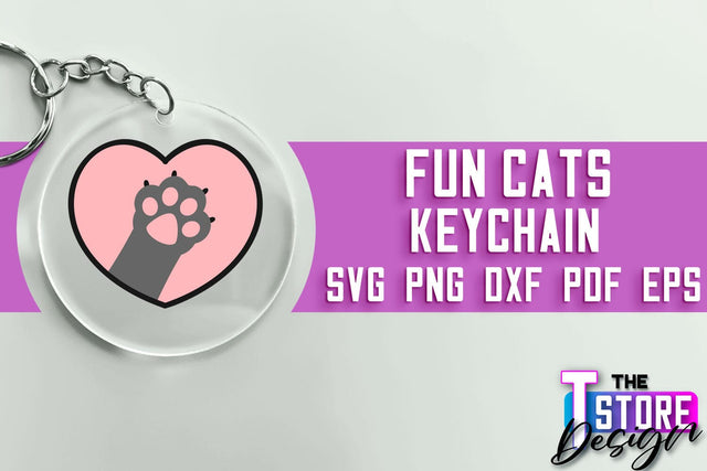 Fun Cats Keychain SVG Design | Happy Quotes | SVG File SVG The T Store Design 