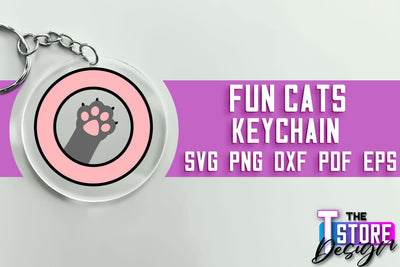 Fun Cats Keychain SVG Design | Happy Quotes | SVG File SVG The T Store Design 