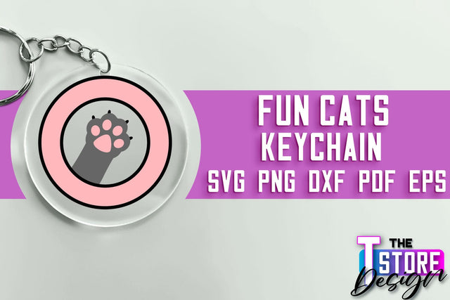 Fun Cats Keychain SVG Design | Happy Quotes | SVG File SVG The T Store Design 