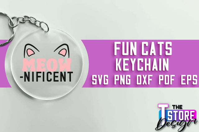 Fun Cats Keychain SVG Design | Happy Quotes | SVG File SVG The T Store Design 