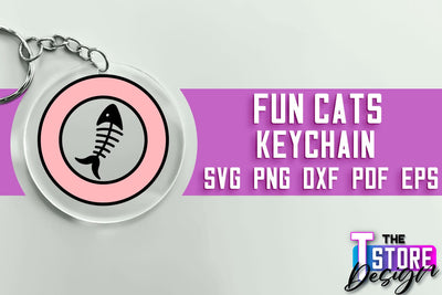 Fun Cats Keychain SVG Design | Happy Quotes | SVG File SVG The T Store Design 