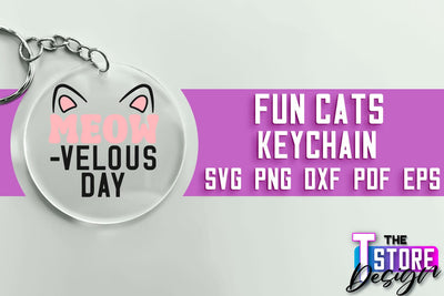 Fun Cats Keychain SVG Design | Happy Quotes | SVG File SVG The T Store Design 