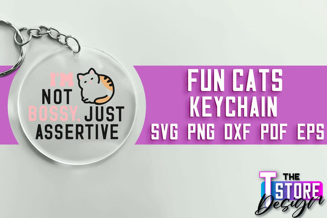 Fun Cats Keychain SVG Design | Happy Quotes | SVG File SVG The T Store Design 