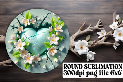 Fun circle PNG designs for keychains, sublimation-ready! , 3D Heart Sublimation afrosvg 