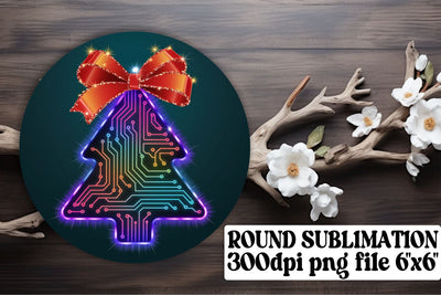 Fun circle PNG designs for keychains, sublimation-ready! , Neon Xmas Sublimation afrosvg 