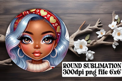 Fun designs for keychains, sublimation-friendly round PNGs! , Love Girl Sublimation afrosvg 