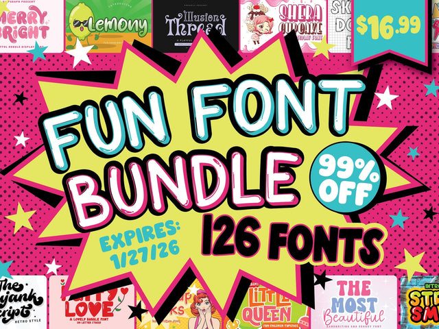 Fun Font Bundle | 99% Off [Reg. $1649} Bundle So Fontsy Design Shop 