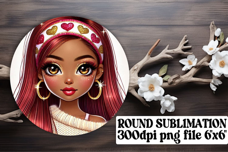 Fun keychain designs, perfect for colorful circle projects! , Love Girl Sublimation afrosvg 