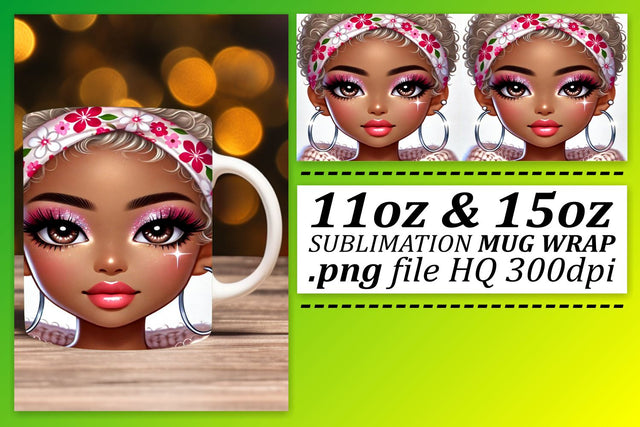 Fun mug wraps, ideal for parties and events! , Love Girl Sublimation afrosvg 