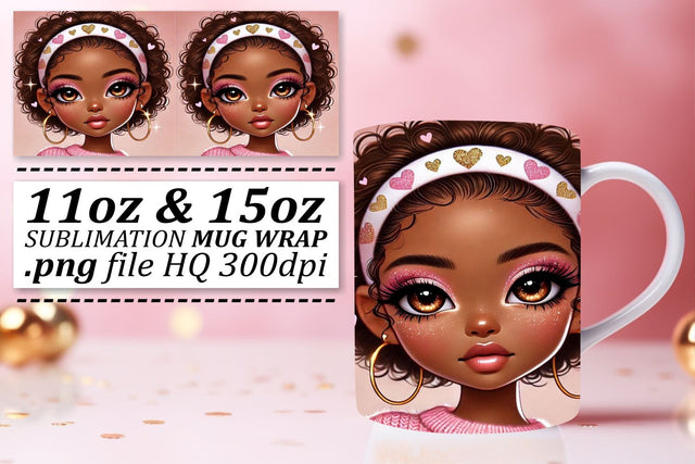 Fun mug wraps, ideal for parties and events! , Love Girl Sublimation afrosvg 