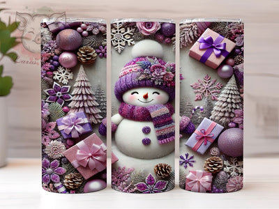 Fun Purple Snowman Winter Tumbler Wrap, Winter Snowman Wrap, 20oz Sublimation Tumbler, Cute Snowman Gift, Holiday Drinkware, Winter Decor Tumbler, Fun Christmas Tumbler Sublimation Lara' s Designs 