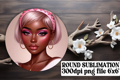 Fun round designs for keychains, ready for sublimation! , Love Girl Sublimation afrosvg 