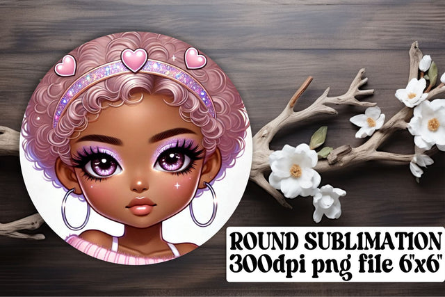 Fun round designs, ready for stylish keychain sublimation! , Love Girl Sublimation afrosvg 