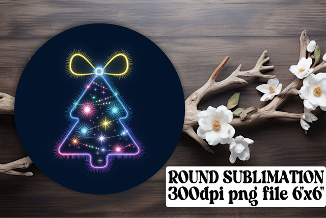 Fun round PNGs for custom keychains, perfect for sublimation! , Neon Xmas Sublimation afrosvg 