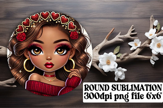 Fun round PNGs for keychains, sublimation-friendly files! , Love Girl Sublimation afrosvg 