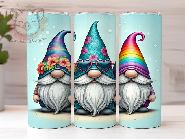 Fun Summer Gnomes 20oz Tumbler Wrap, Gnome Drinkware, 20oz Summer Cup, Cute Gnome Mug, Seasonal Decor Tumbler, Garden Gnomes Gift, Fun Summer Drinkware Sublimation Lara' s Designs 