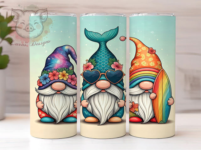 Fun Summer Gnomes 20oz Tumbler Wrap, Gnome Drinkware, 20oz Summer Cup, Cute Gnome Mug, Seasonal Decor Tumbler, Garden Gnomes Gift, Fun Summer Drinkware Sublimation Lara' s Designs 