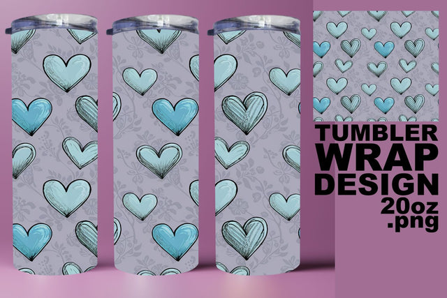 Fun tumbler wrap, ideal for creative projects! , Heart Sublimation HoodArtCraft 