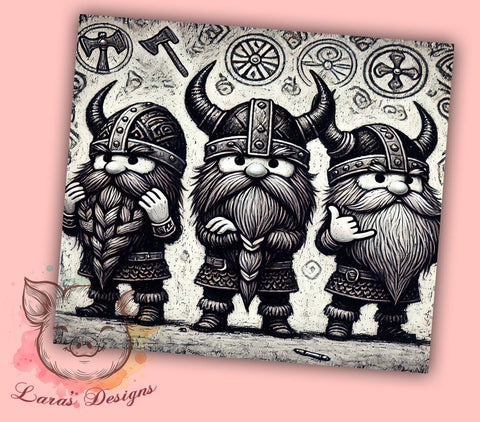 Fun Viking Gnomes Norse Mythology Tumbler, Fun Gnome Wrap, 20oz Sublimation Tumbler, Gnome Gift, Norse Mythology Decor, Cute Viking Drinkware, Whimsical Tumbler Sublimation Lara' s Designs 