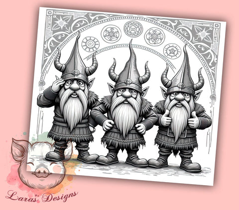 Fun Viking Gnomes Norse Mythology Tumbler, Fun Gnome Wrap, 20oz Sublimation Tumbler, Gnome Gift, Norse Mythology Decor, Cute Viking Drinkware, Whimsical Tumbler Sublimation Lara' s Designs 