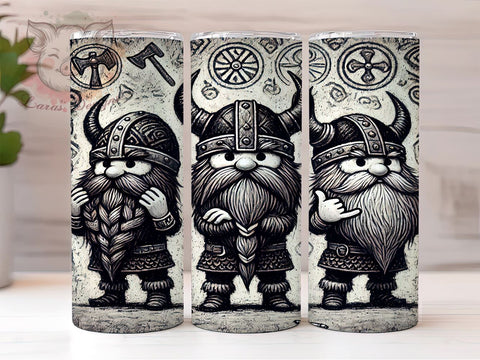 Fun Viking Gnomes Norse Mythology Tumbler, Fun Gnome Wrap, 20oz Sublimation Tumbler, Gnome Gift, Norse Mythology Decor, Cute Viking Drinkware, Whimsical Tumbler Sublimation Lara' s Designs 