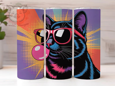 Funky Black Cat Art 20oz Tumbler, Funky Cat Wrap, Sublimation Gift, Black Cat Mug, 20oz Tumbler Design, Sleek Cat Quote, Artistic Theme Sublimation Lara' s Designs 