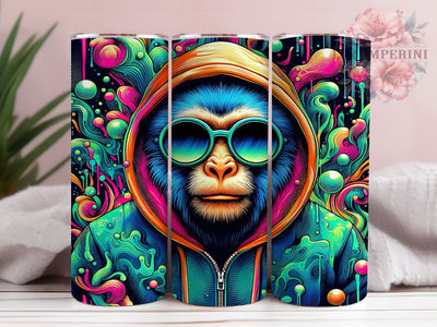 Funky Hoodie Monkey Tumbler, Hoodie Style, Drinking Theme, Funky Art, Bold Design, 20Oz Tumbler, Sublimation Wrap Sublimation Li Zamperini 