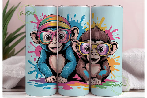 Funky Monkey 20oz Tumbler Wrap Sublimation PixelChick 