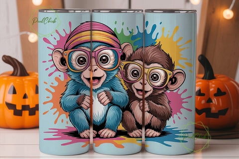 Funky Monkey 20oz Tumbler Wrap Sublimation PixelChick 
