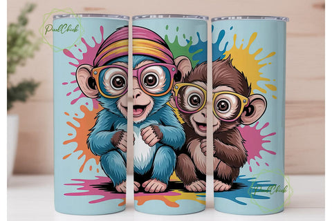Funky Monkey 20oz Tumbler Wrap Sublimation PixelChick 