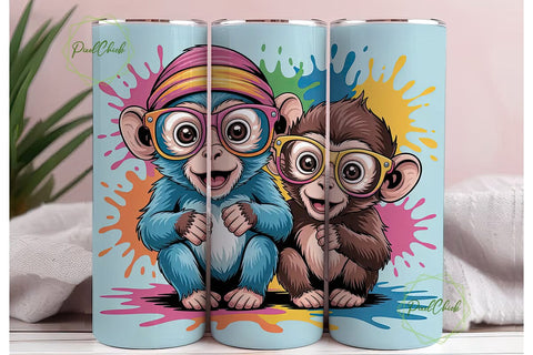 Funky Monkey 20oz Tumbler Wrap Sublimation PixelChick 