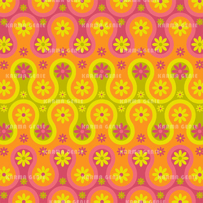 Funky Multi Coloured Cute Hippie Flower Power Pattern Digital Paper Digital Pattern Karma Genie Graphics 