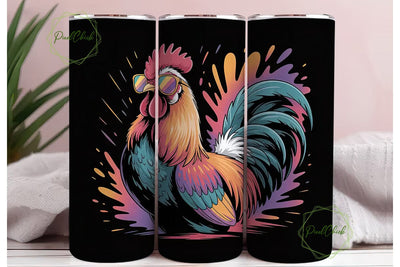 Funky Rooster 20oz Tumbler Wrap Sublimation PixelChick 