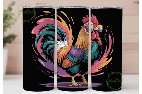 Funky Rooster 20oz Tumbler Wrap Sublimation PixelChick 