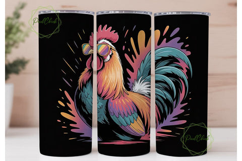 Funky Rooster 20oz Tumbler Wrap Sublimation PixelChick 