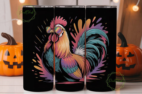 Funky Rooster 20oz Tumbler Wrap Sublimation PixelChick 