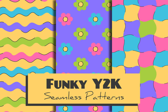 Funky Y2k Seamless Patterns Digital Pattern Rin Green 